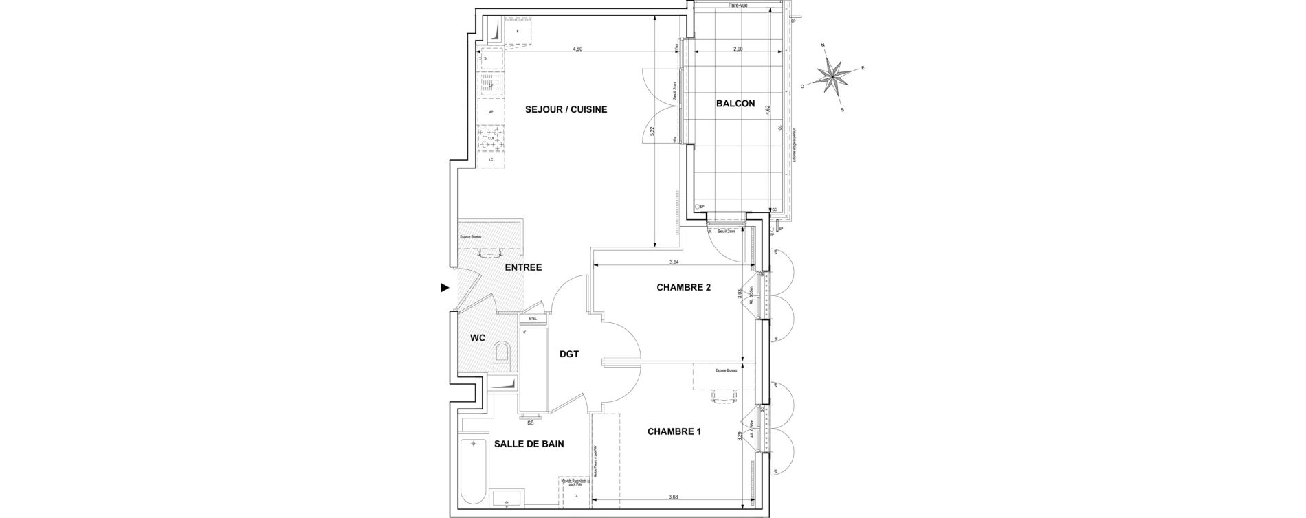 Appartement T3 de 61,98 m2 &agrave; Cogolin Centre