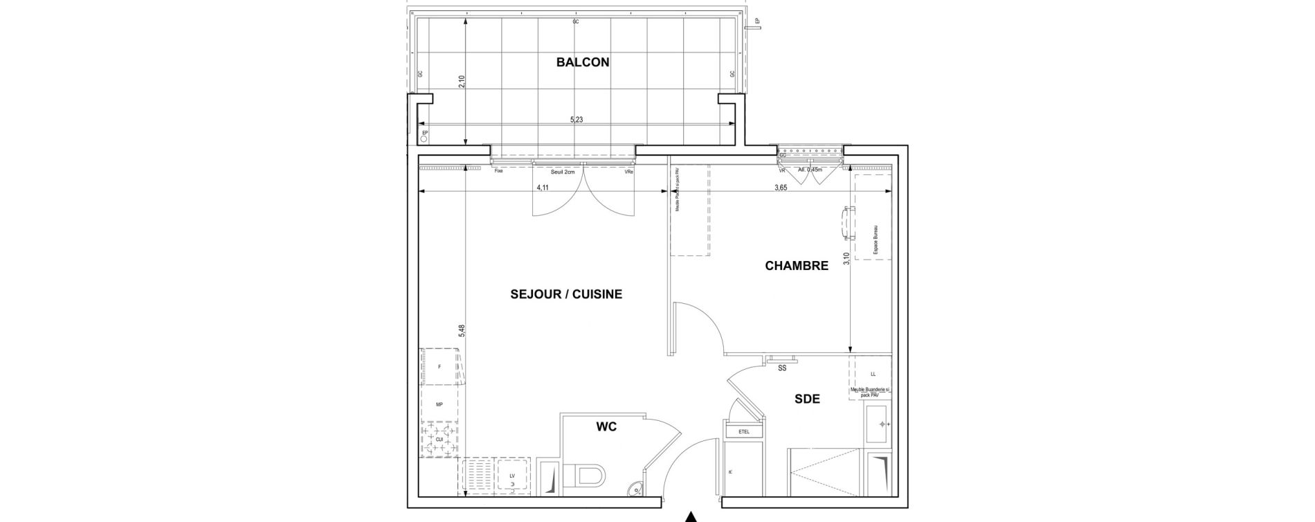 Appartement T2 de 41,23 m2 &agrave; Cogolin Centre