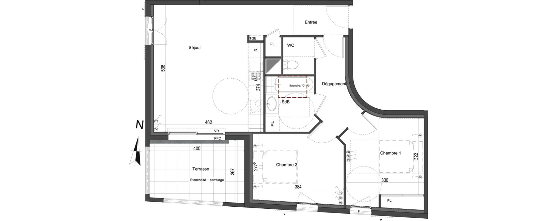 Appartement T3 de 65,75 m2 &agrave; Cogolin Centre