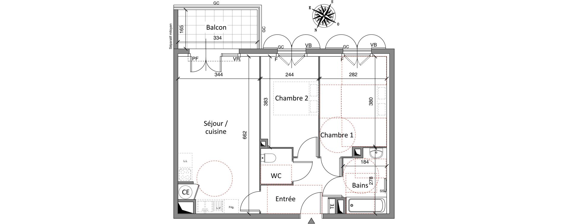 Appartement T3 de 55,85 m2 &agrave; Cogolin Centre