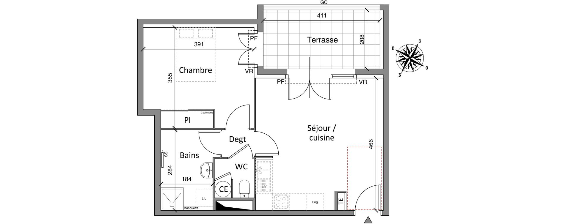 Appartement T2 de 42,50 m2 &agrave; Cogolin Centre