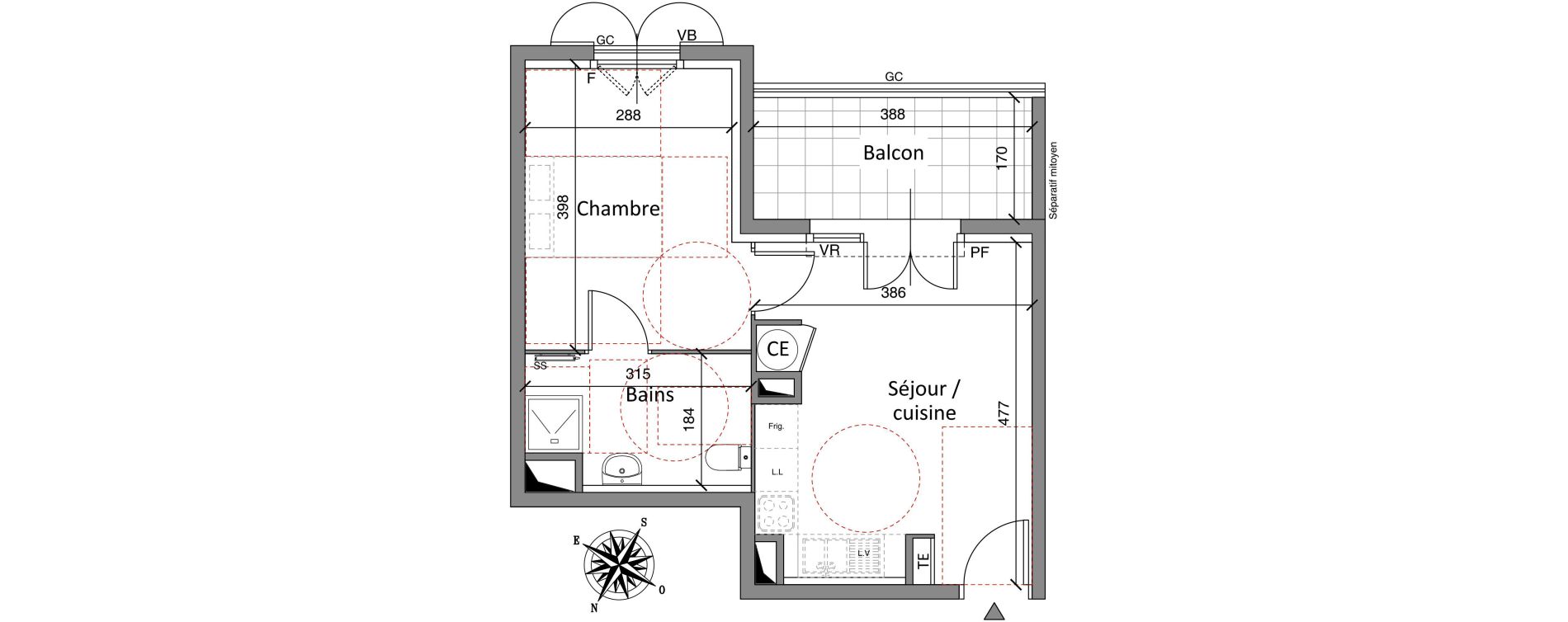 Appartement T2 de 34,45 m2 &agrave; Cogolin Centre