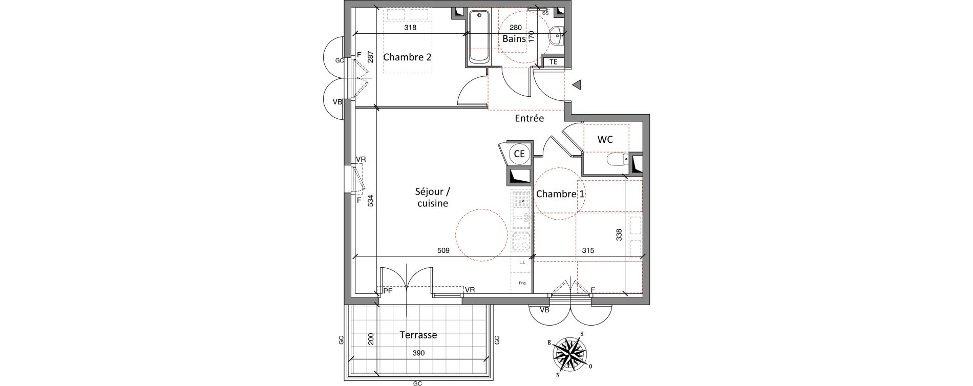 Appartement T3 de 58,80 m2 &agrave; Cogolin Centre