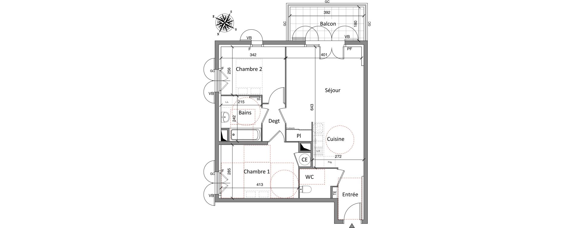 Appartement T3 de 59,80 m2 &agrave; Cogolin Centre