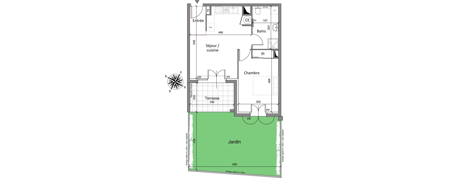 Appartement T2 de 42,50 m2 &agrave; Cogolin Centre