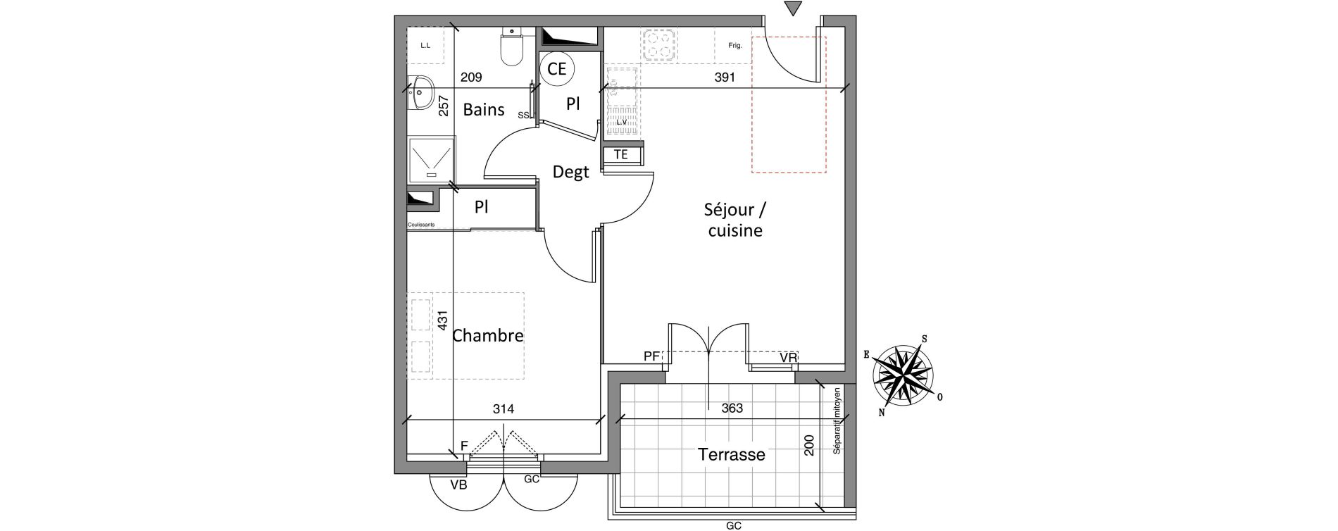 Appartement T2 de 41,90 m2 &agrave; Cogolin Centre