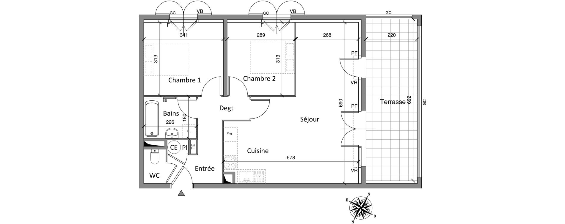 Appartement T3 de 60,95 m2 &agrave; Cogolin Centre