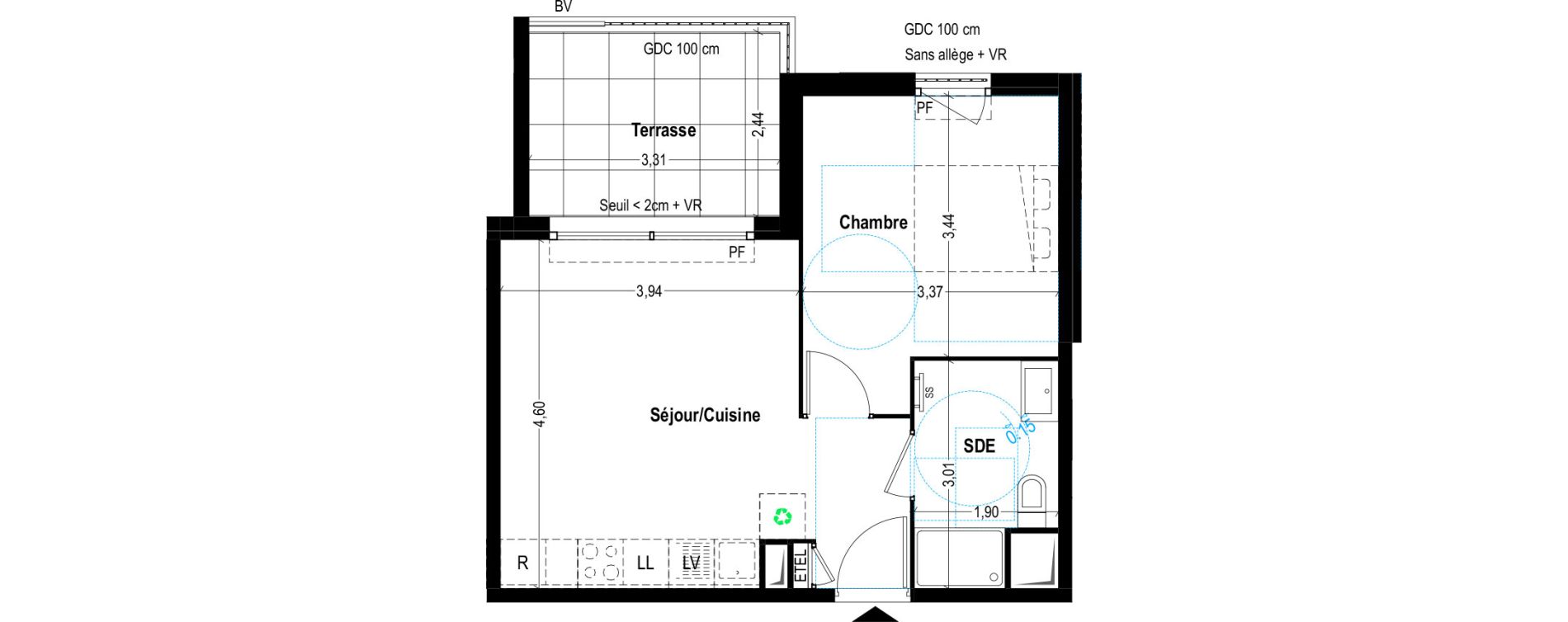 Appartement T2 de 38,81 m2 &agrave; Cogolin Notre dame des anges