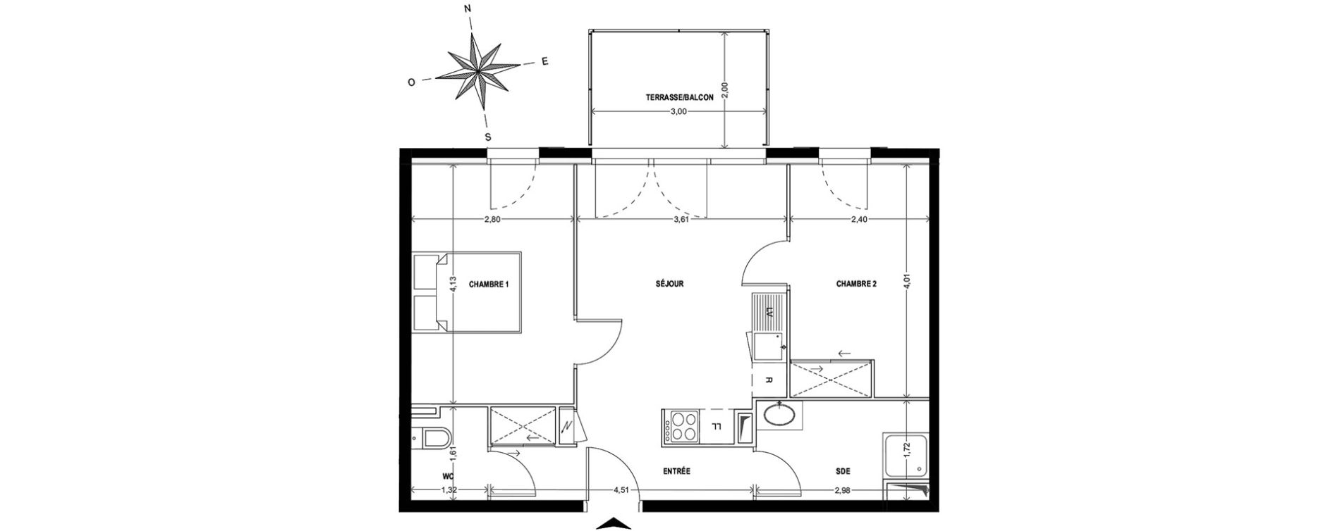 Appartement T3 de 49,70 m2 &agrave; Cogolin Centre