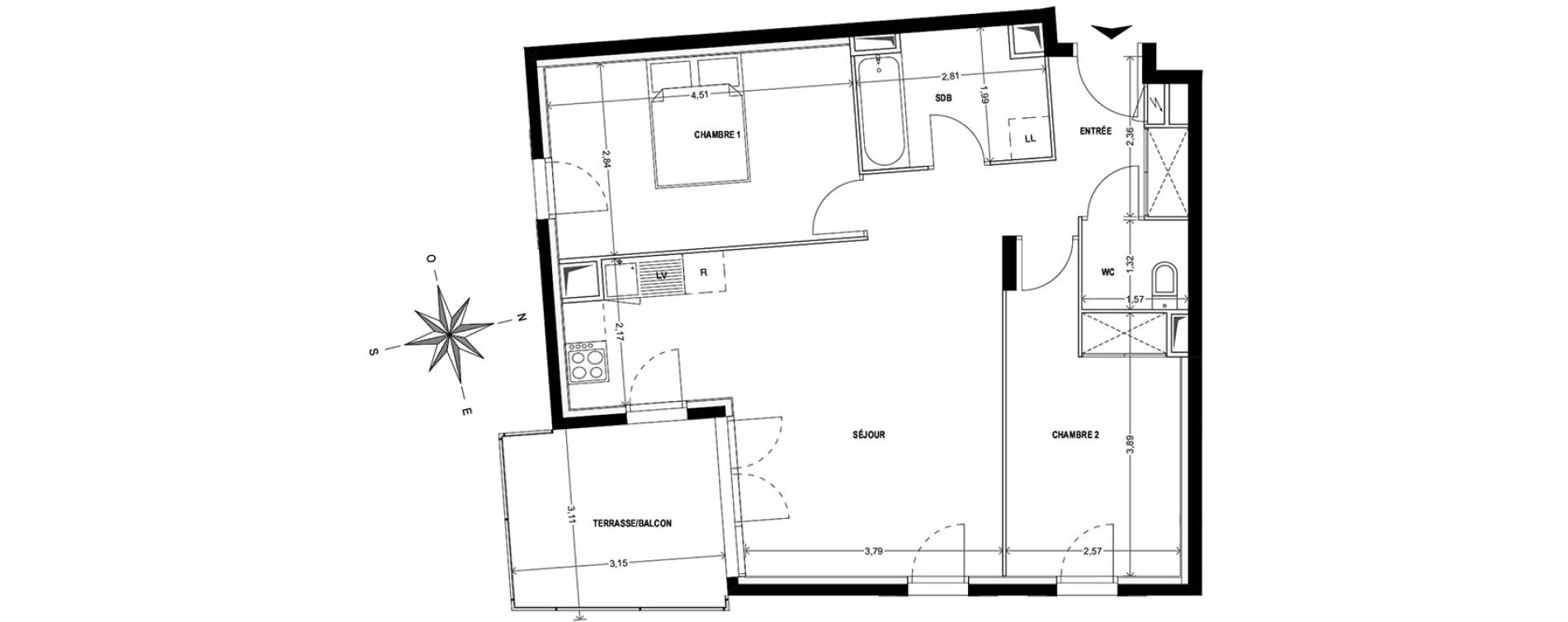Appartement T3 de 62,80 m2 &agrave; Cogolin Centre