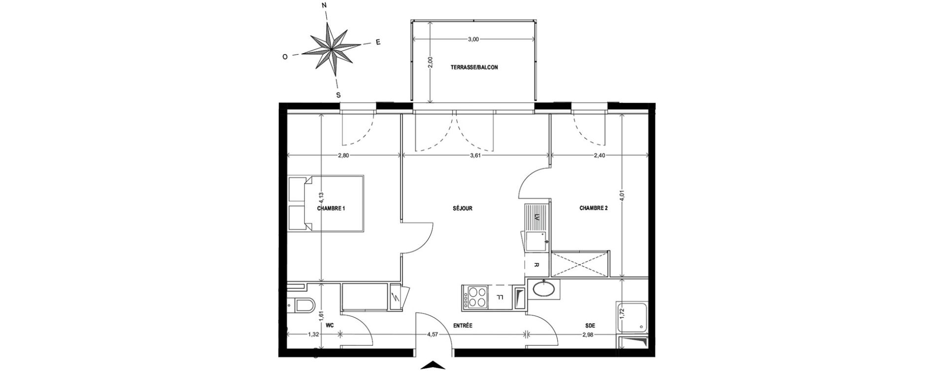 Appartement T3 de 49,70 m2 &agrave; Cogolin Centre