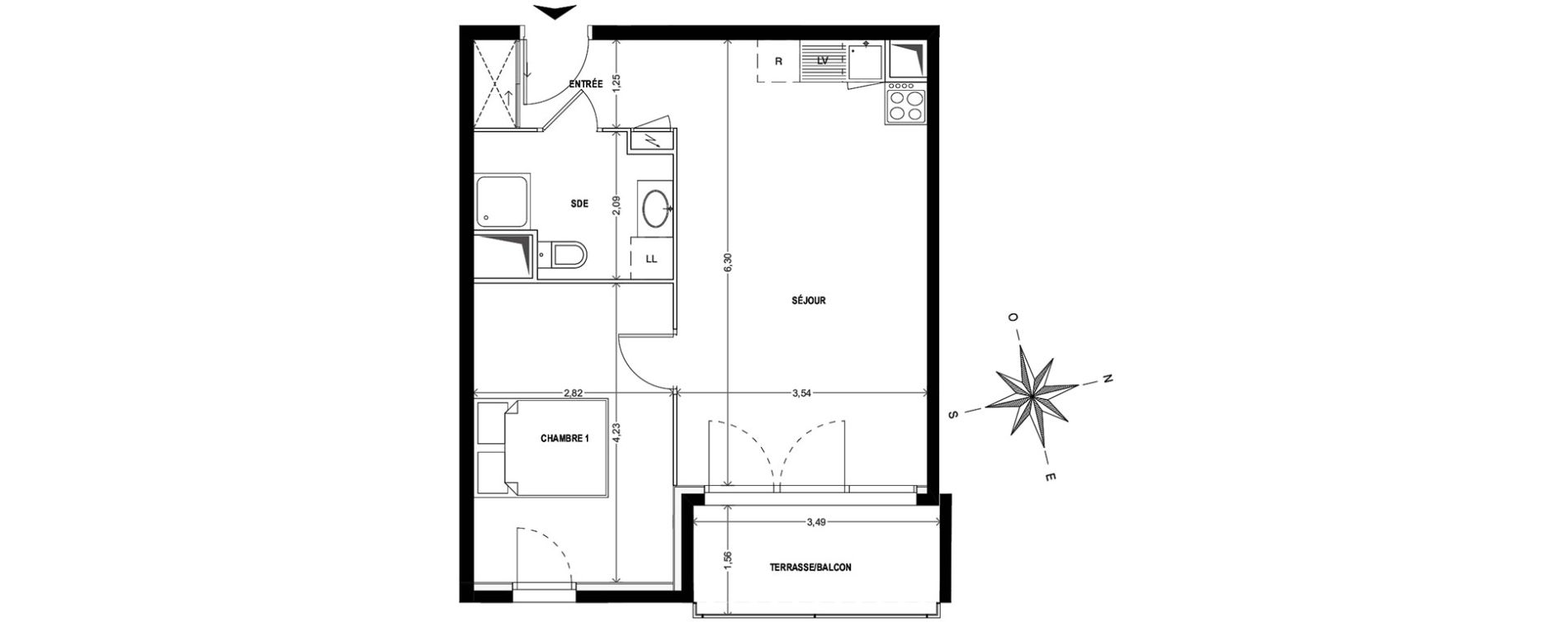 Appartement T2 de 42,52 m2 &agrave; Cogolin Centre