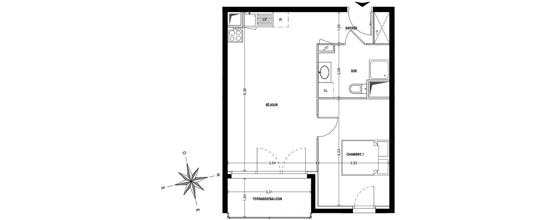 Appartement T2 de 42,52 m2 &agrave; Cogolin Centre
