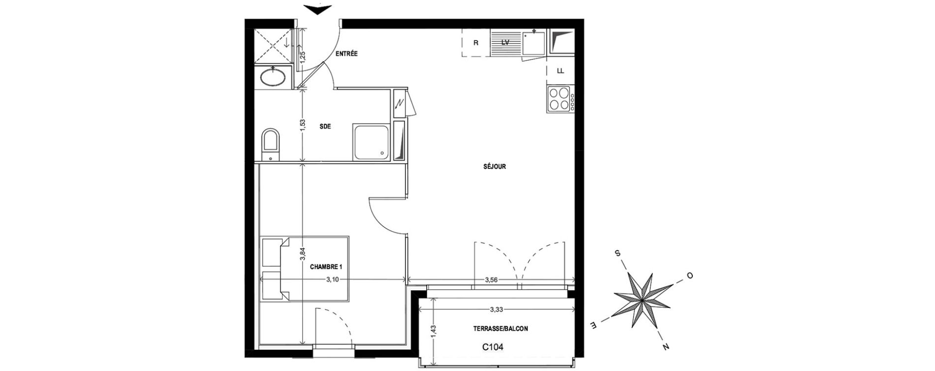 Appartement T2 de 39,47 m2 &agrave; Cogolin Centre