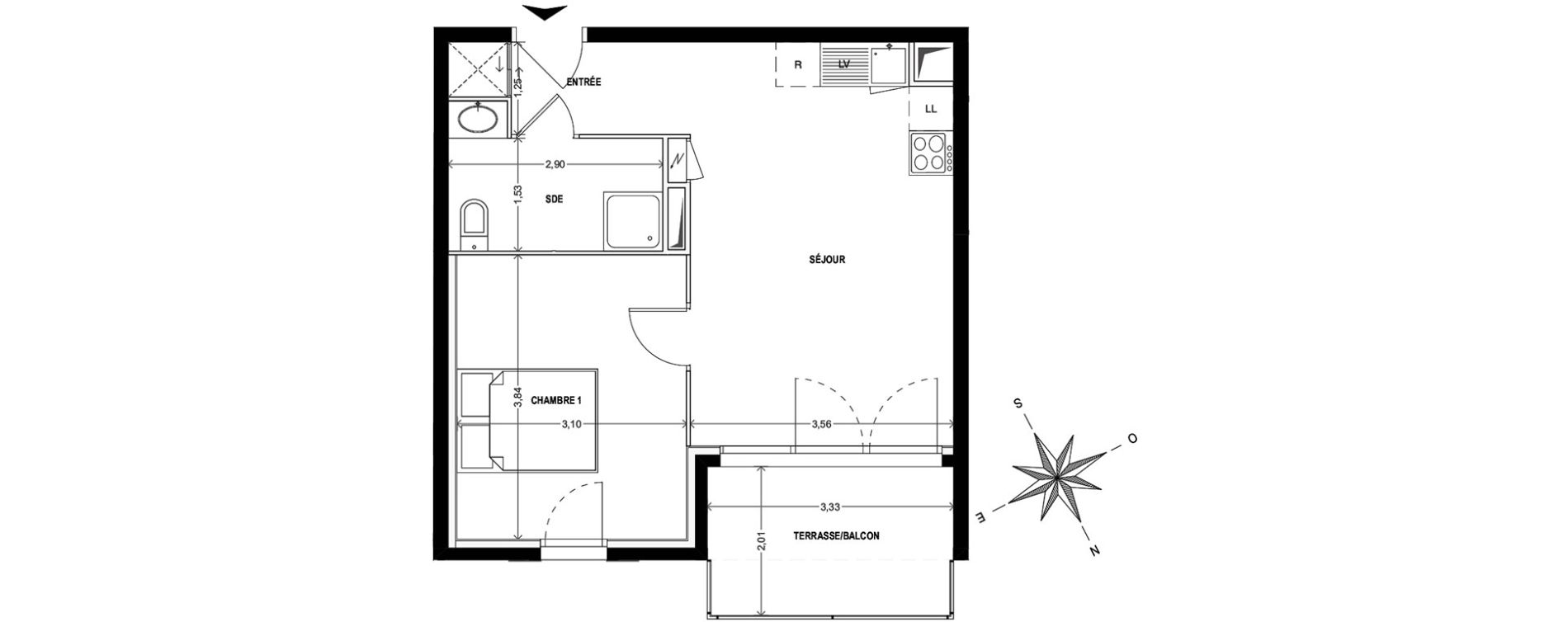 Appartement T2 de 39,48 m2 &agrave; Cogolin Centre