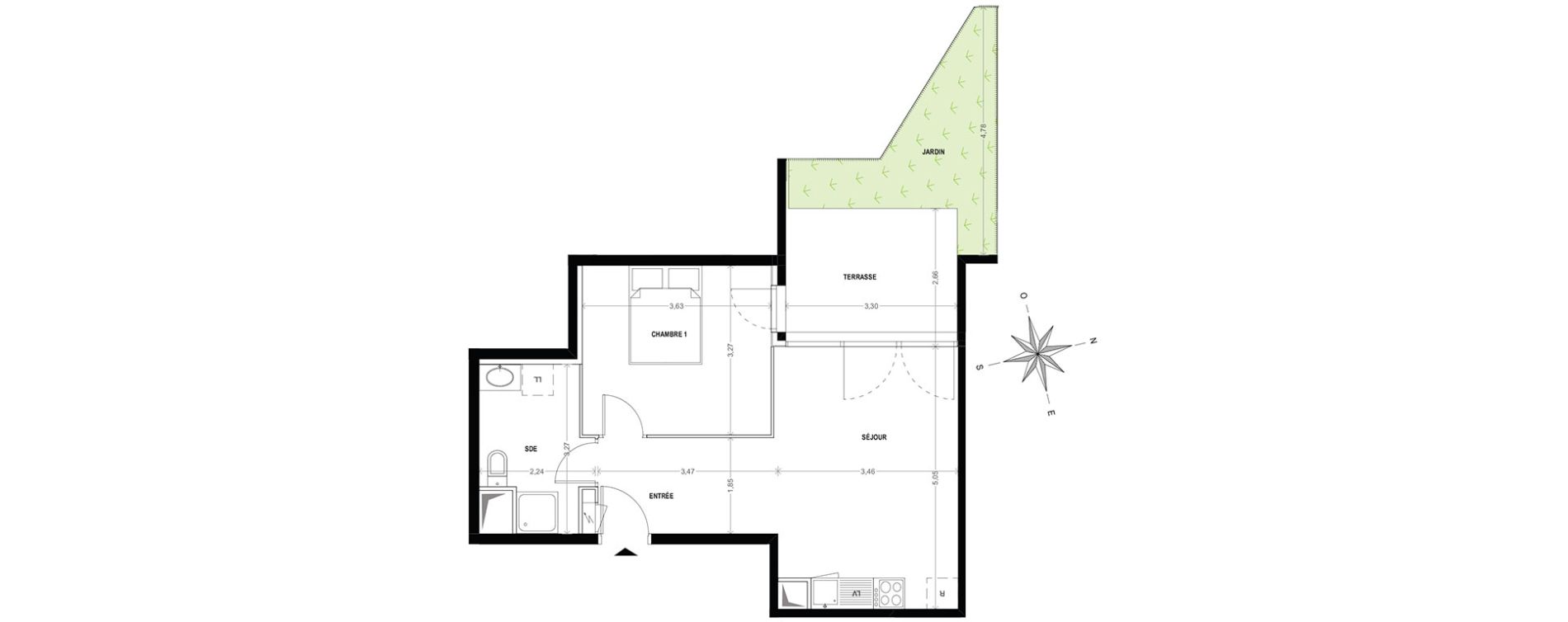 Appartement T2 de 45,18 m2 &agrave; Cogolin Centre