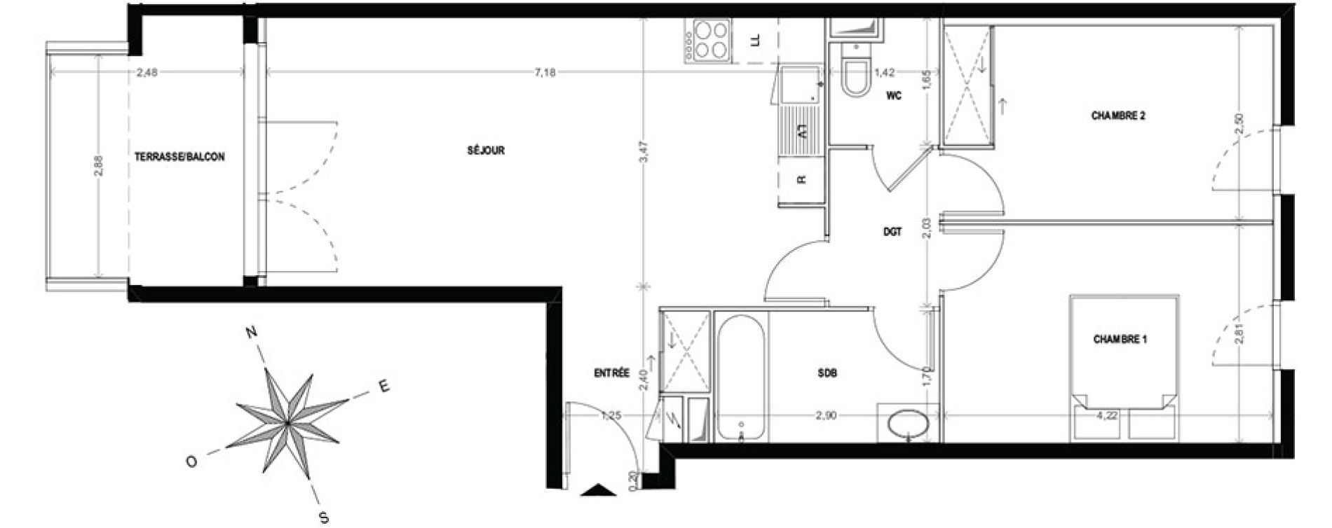 Appartement T3 de 61,45 m2 &agrave; Cogolin Centre