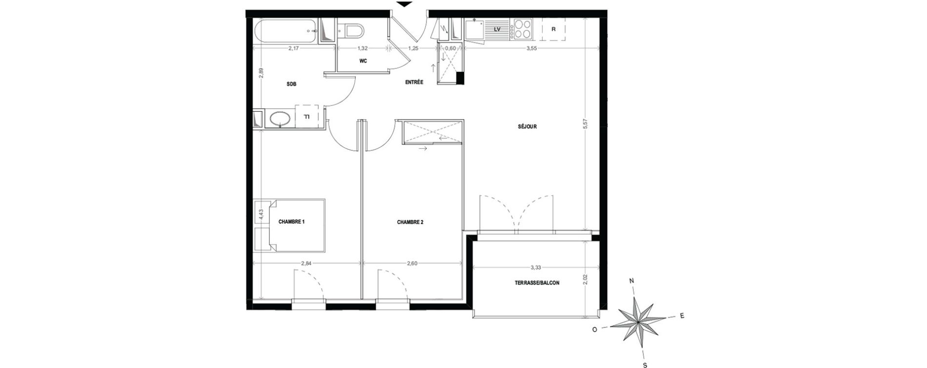Appartement T3 de 58,50 m2 &agrave; Cogolin Centre