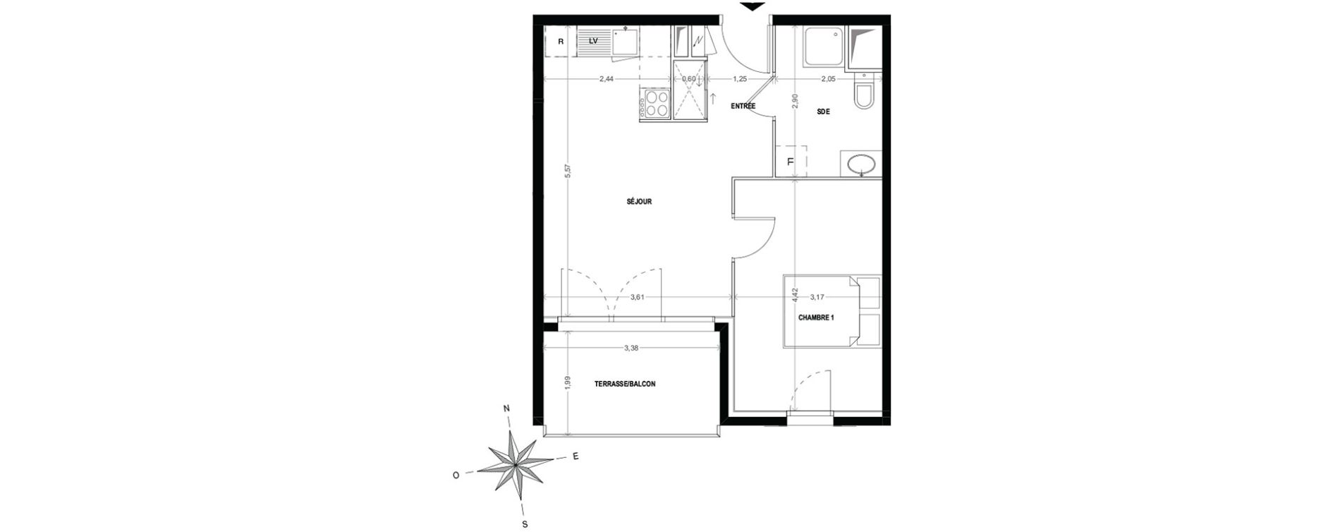 Appartement T2 de 39,59 m2 &agrave; Cogolin Centre