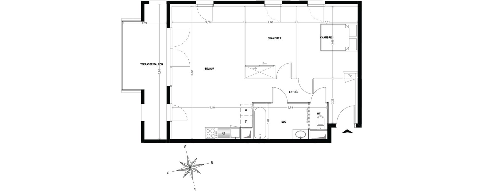 Appartement T3 de 60,97 m2 &agrave; Cogolin Centre