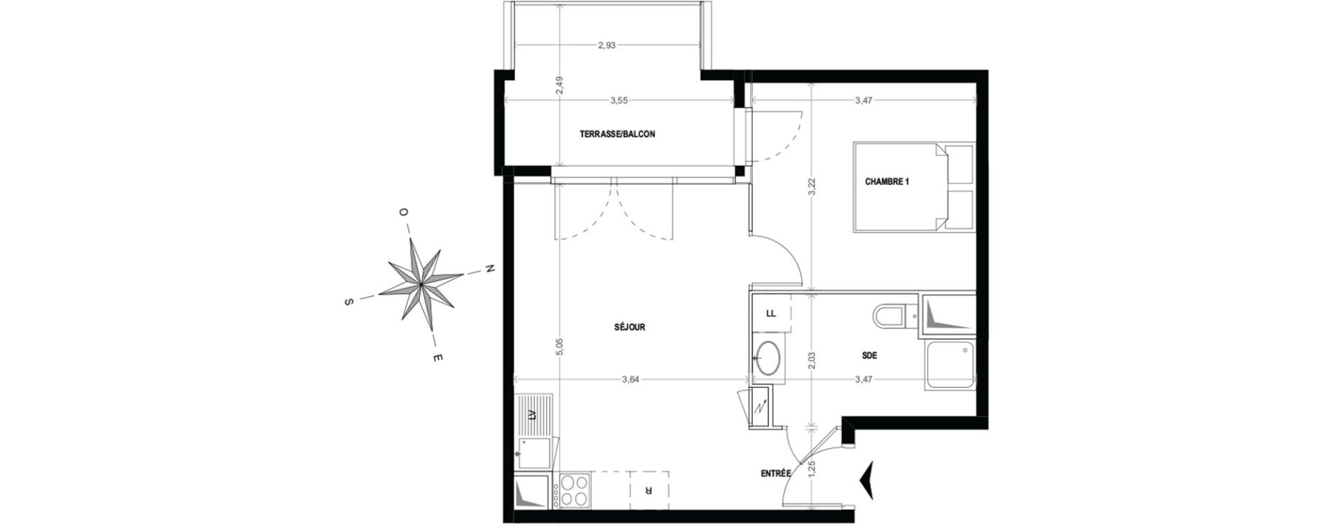 Appartement T2 de 36,38 m2 &agrave; Cogolin Centre