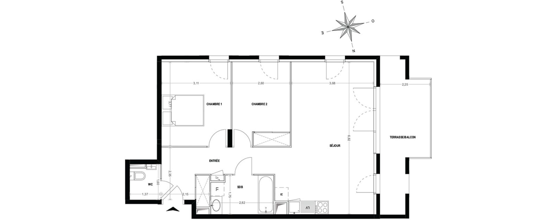 Appartement T3 de 63,80 m2 &agrave; Cogolin Centre