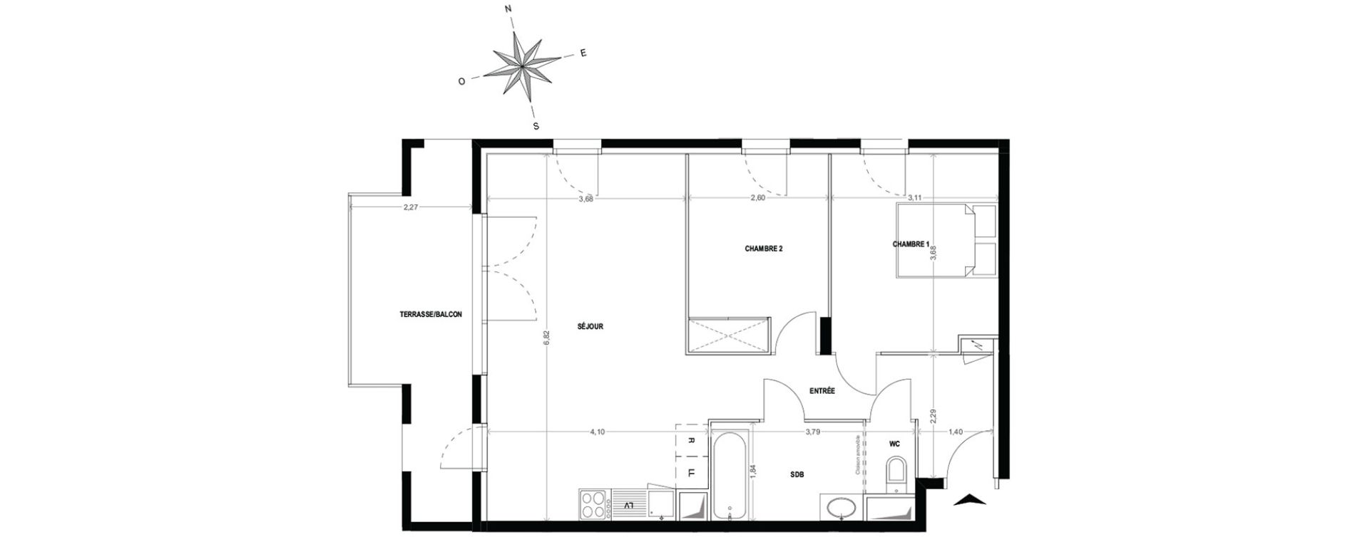 Appartement T3 de 60,96 m2 &agrave; Cogolin Centre