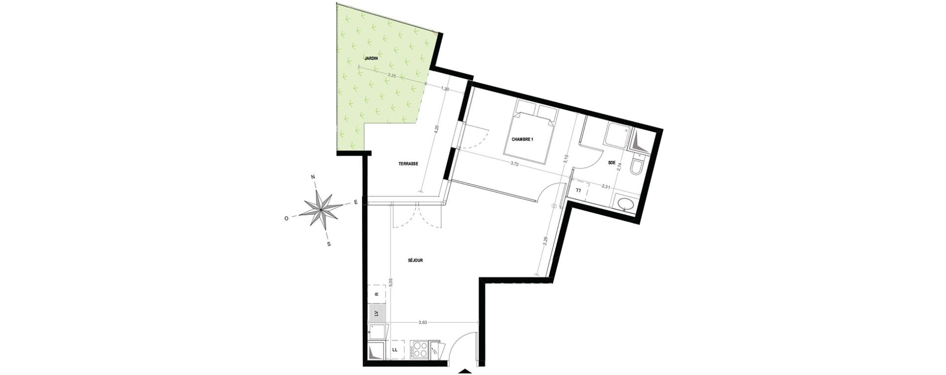Appartement T2 de 41,94 m2 &agrave; Cogolin Centre