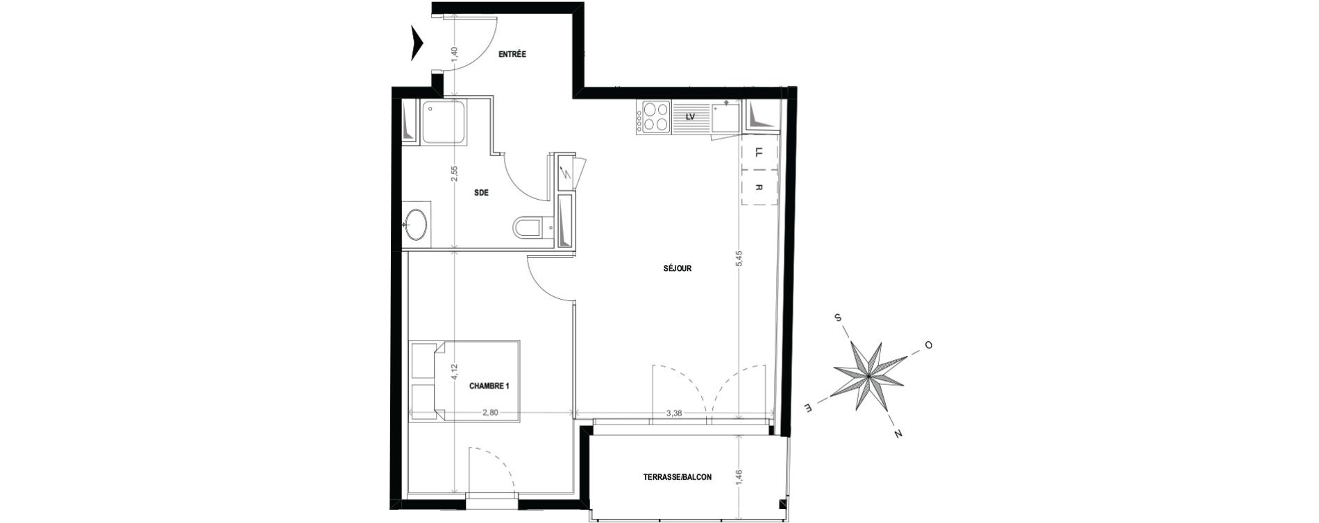 Appartement T2 de 39,73 m2 &agrave; Cogolin Centre