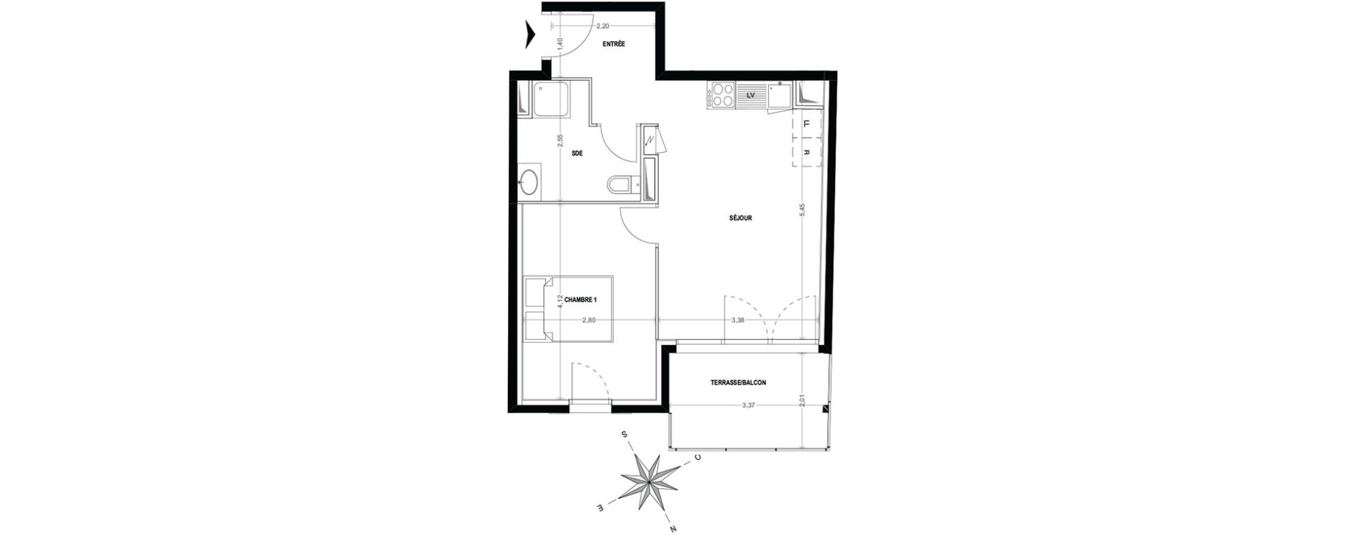 Appartement T2 de 39,66 m2 &agrave; Cogolin Centre