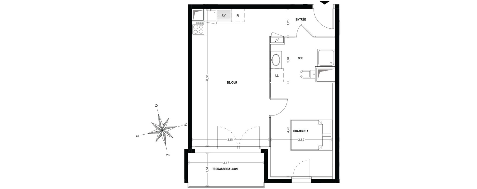 Appartement T2 de 42,91 m2 &agrave; Cogolin Centre