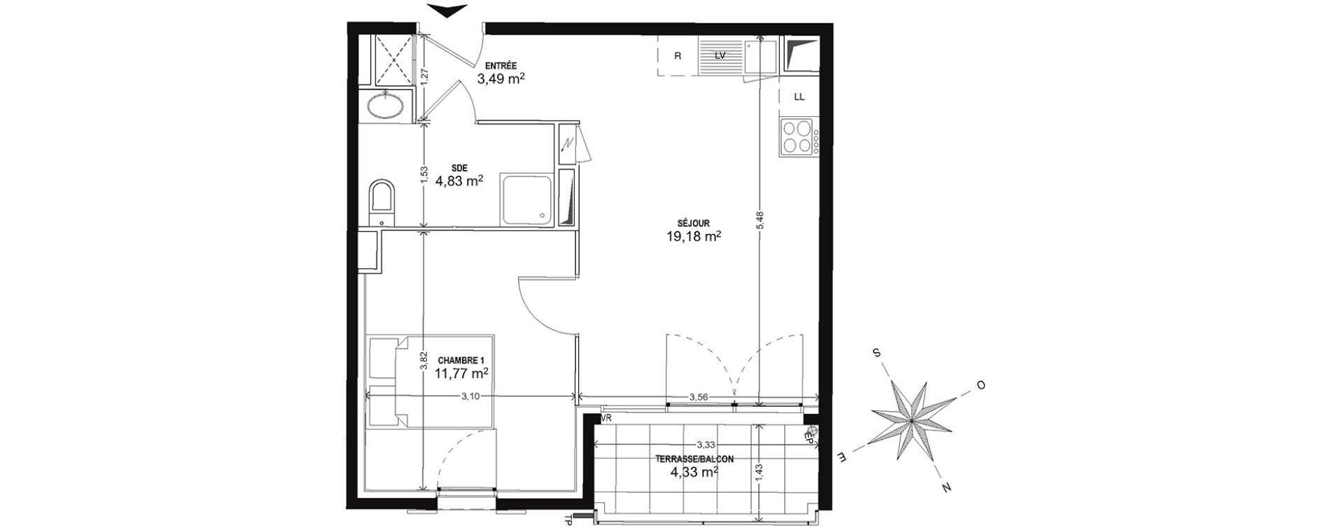 Appartement T2 de 39,27 m2 &agrave; Cogolin Centre