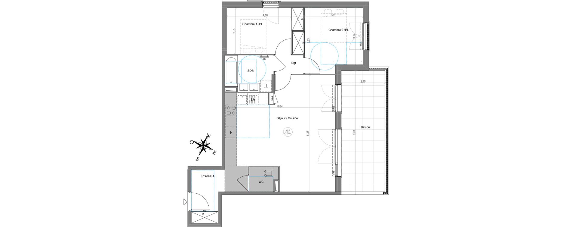 Appartement T3 de 68,12 m2 &agrave; Cogolin Centre