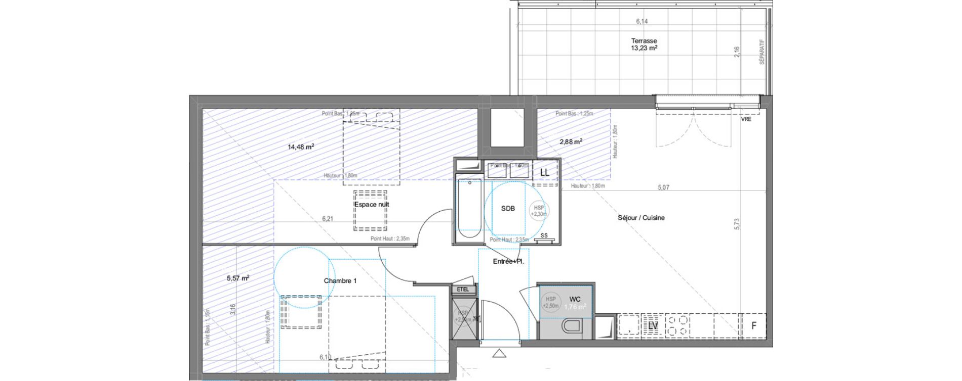 Appartement T2 bis de 56,42 m2 &agrave; Cogolin Centre