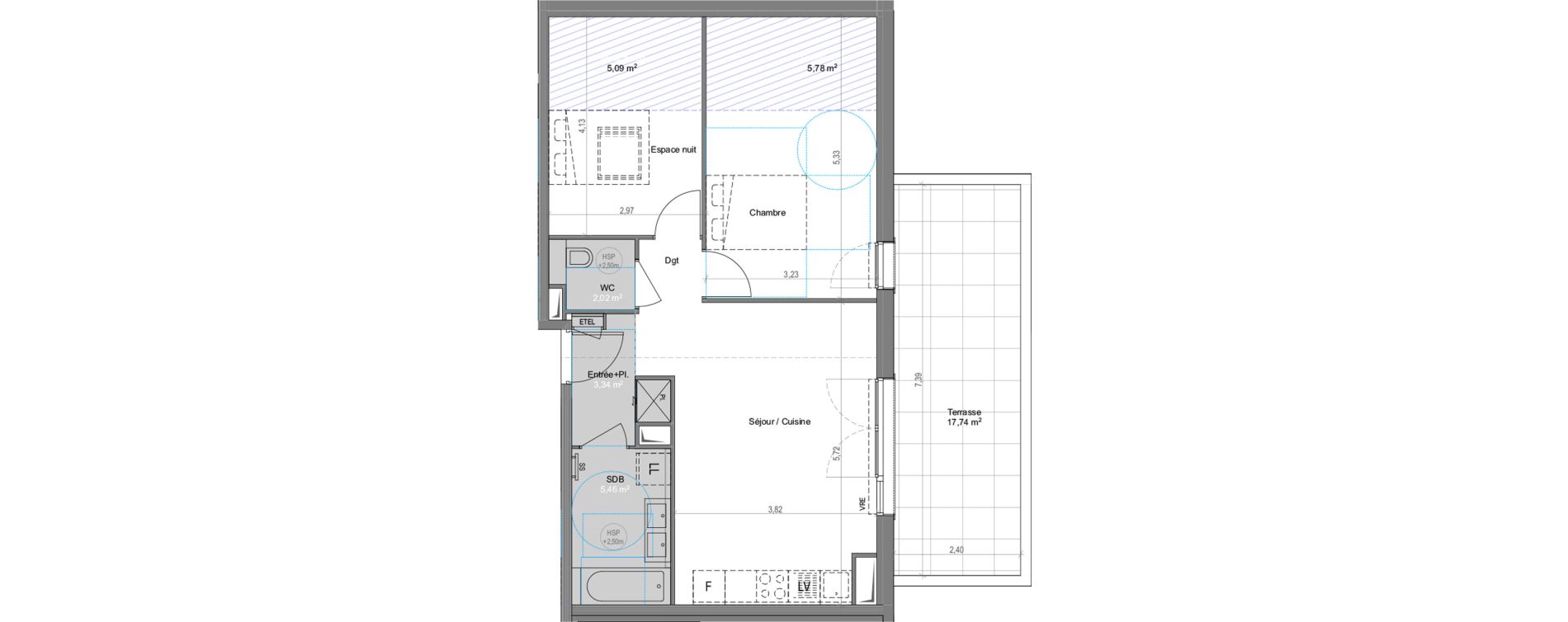 Appartement T2 bis de 53,04 m2 &agrave; Cogolin Centre