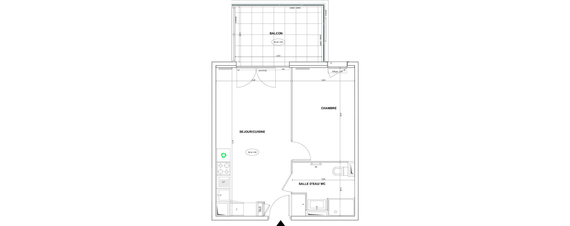Appartement T2 de 40,49 m2 &agrave; Cogolin Centre