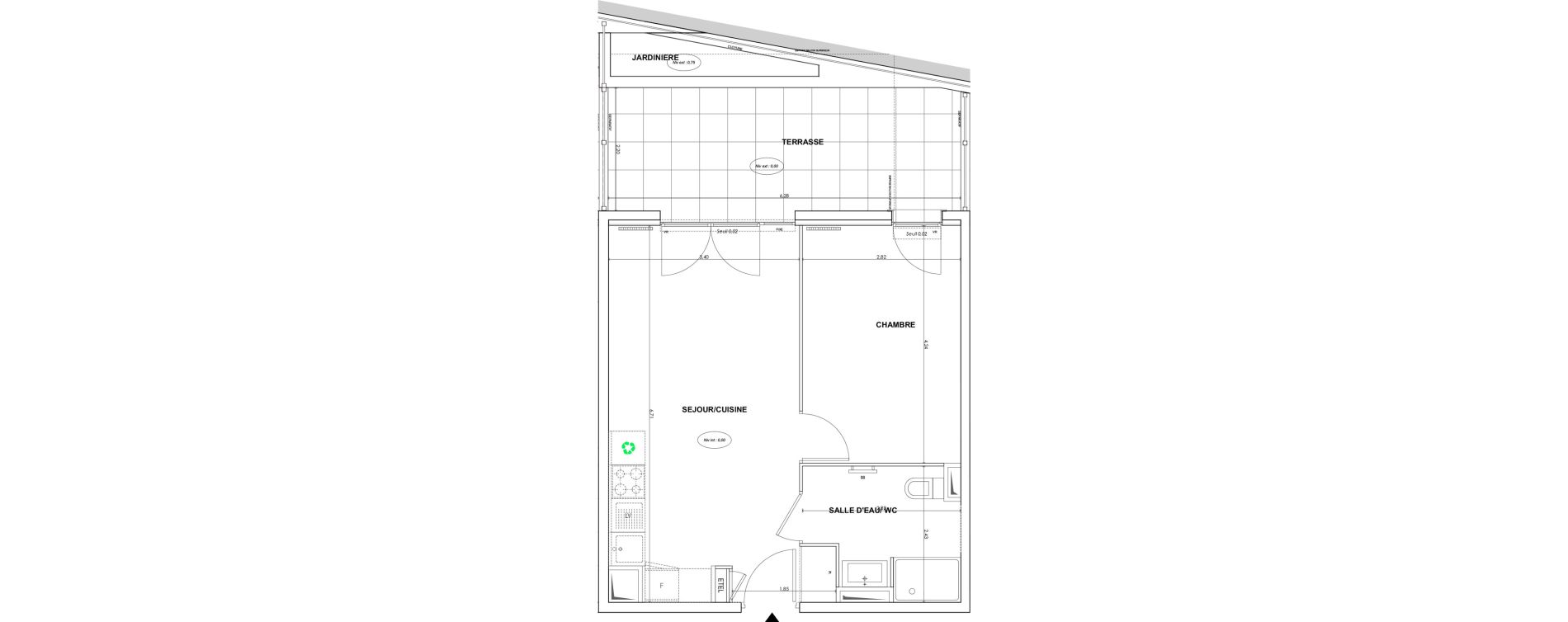 Appartement T2 de 40,52 m2 &agrave; Cogolin Centre