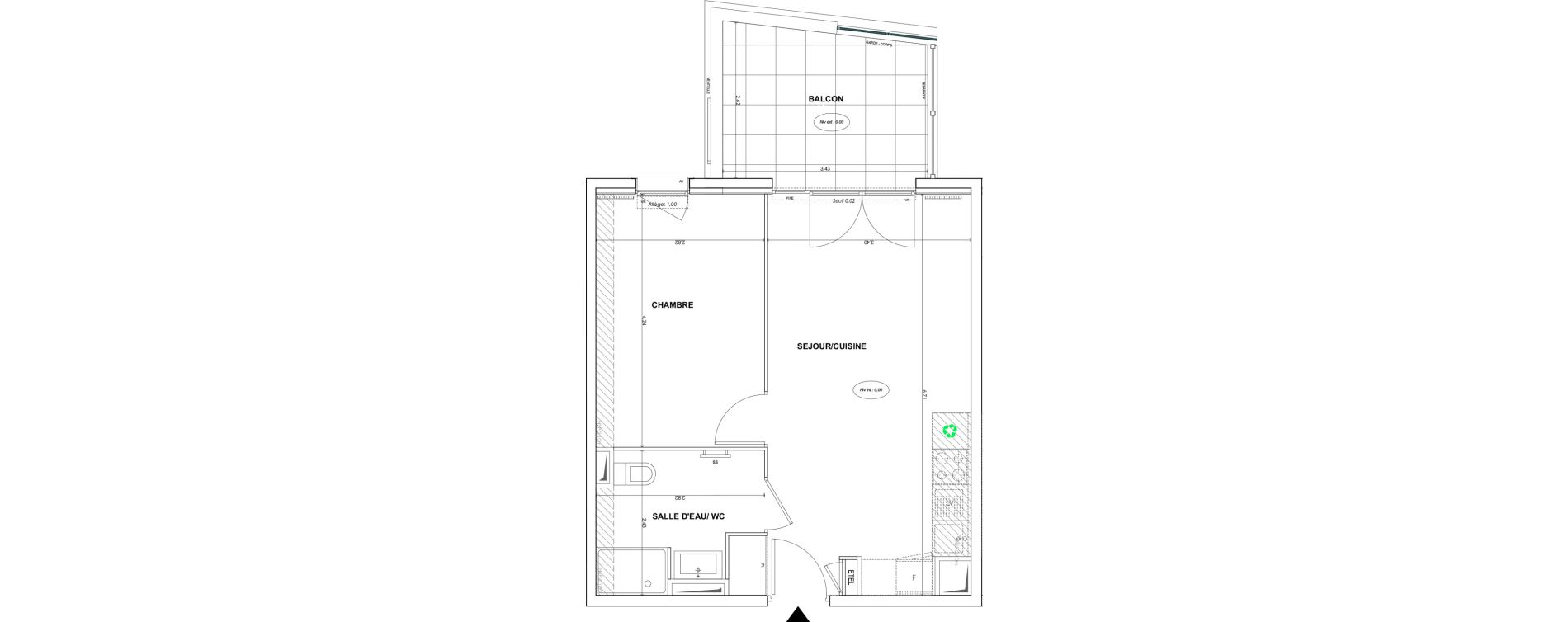 Appartement T2 de 40,34 m2 &agrave; Cogolin Centre
