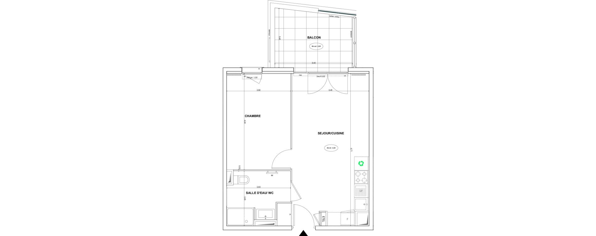 Appartement T2 de 40,48 m2 &agrave; Cogolin Centre