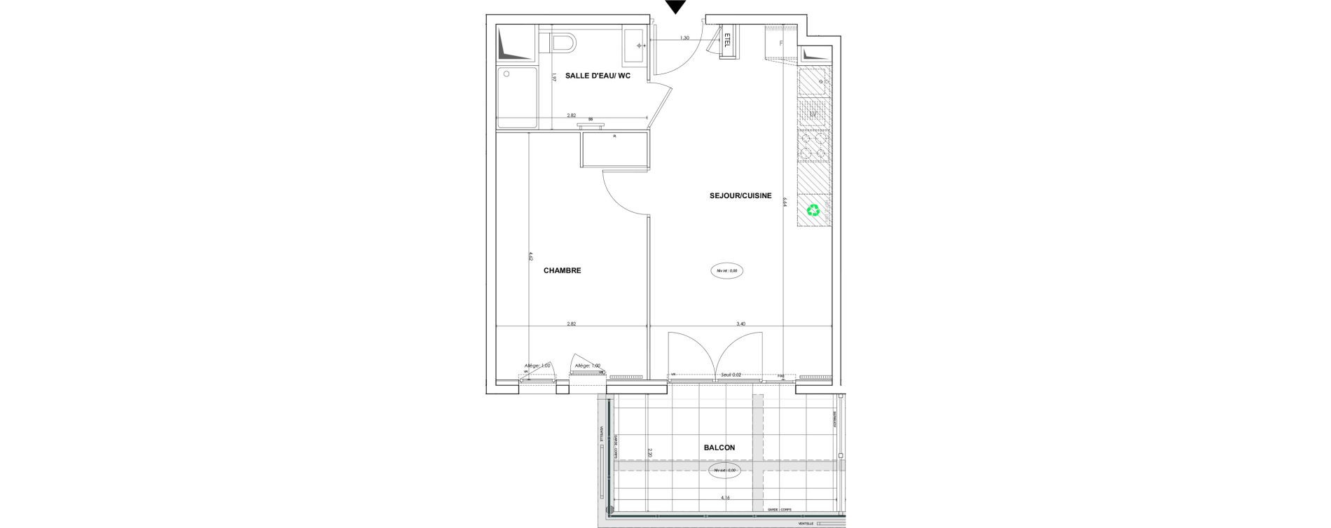 Appartement T2 de 39,98 m2 &agrave; Cogolin Centre