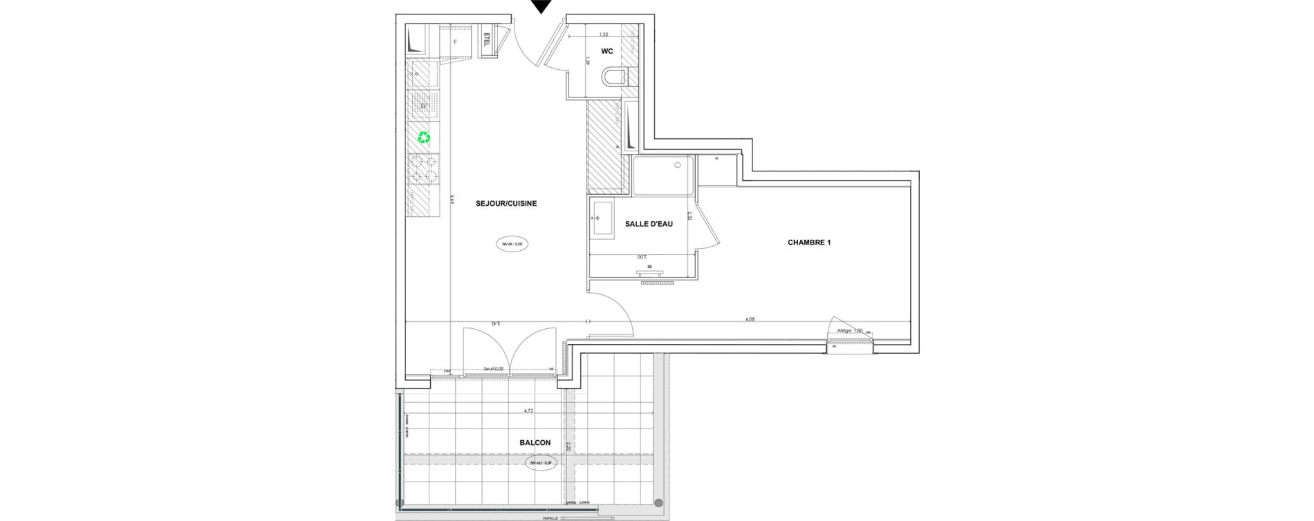 Appartement T2 de 42,94 m2 &agrave; Cogolin Centre