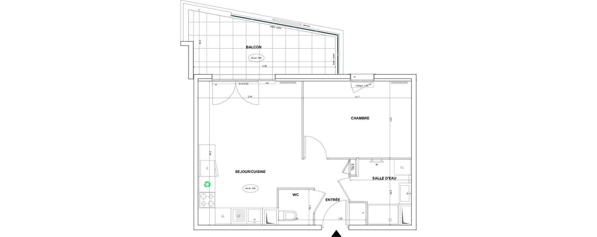Appartement T2 de 42,61 m2 &agrave; Cogolin Centre