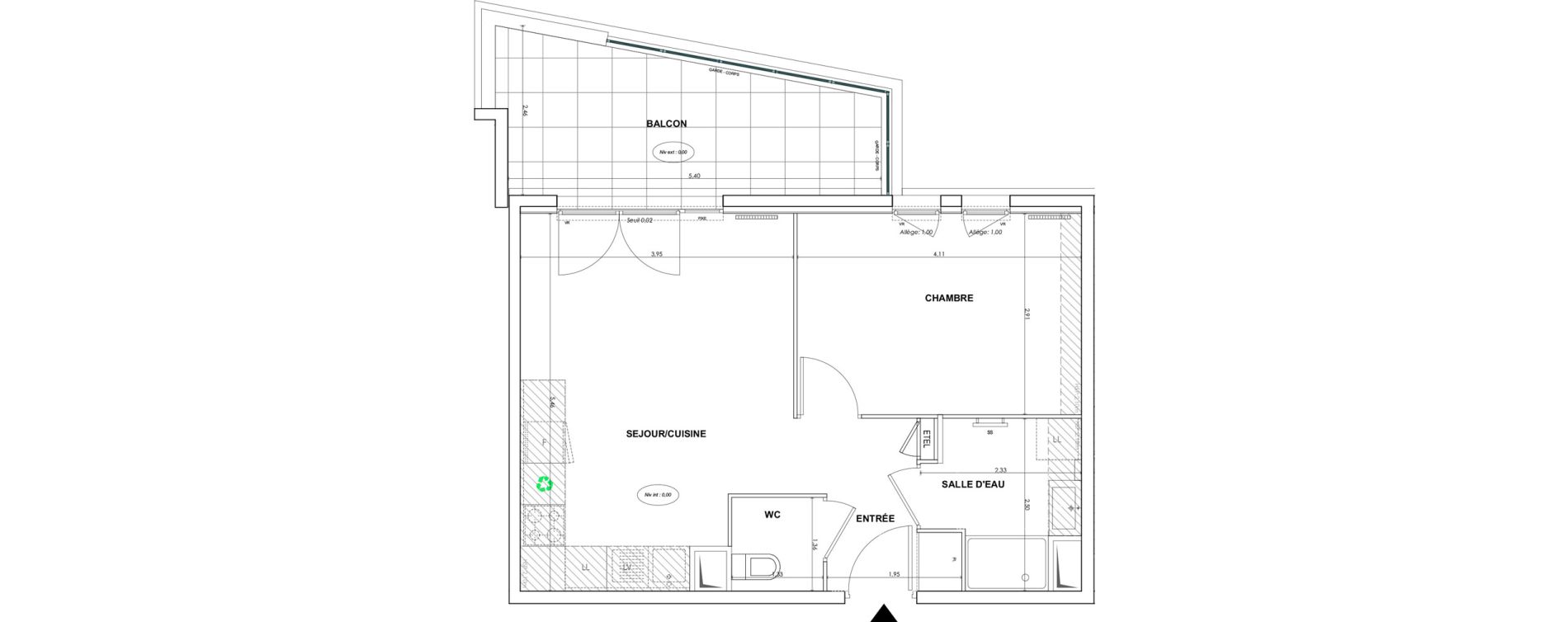 Appartement T2 de 42,62 m2 &agrave; Cogolin Centre