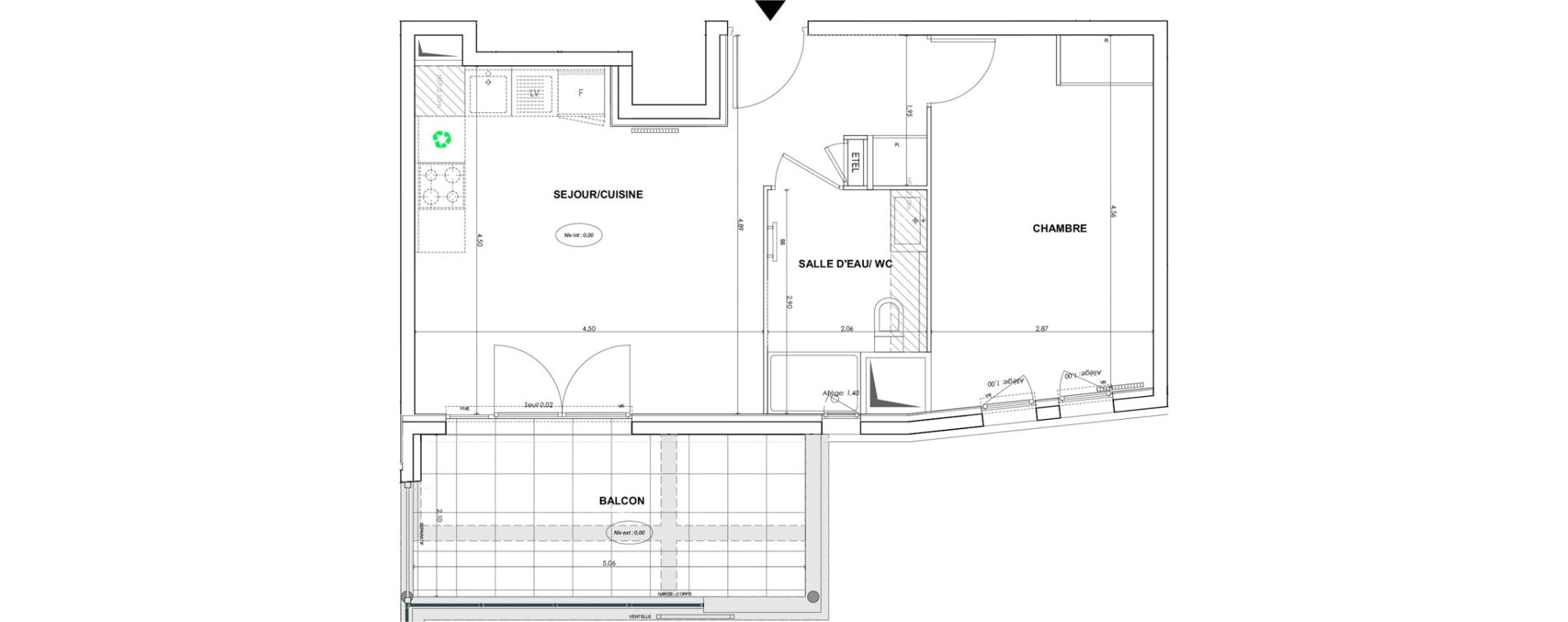 Appartement T2 de 41,87 m2 &agrave; Cogolin Centre