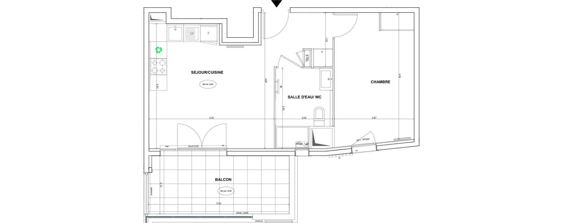 Appartement T2 de 41,87 m2 &agrave; Cogolin Centre