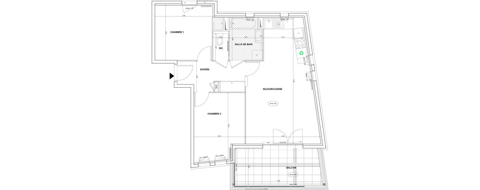 Appartement T3 de 63,84 m2 &agrave; Cogolin Centre
