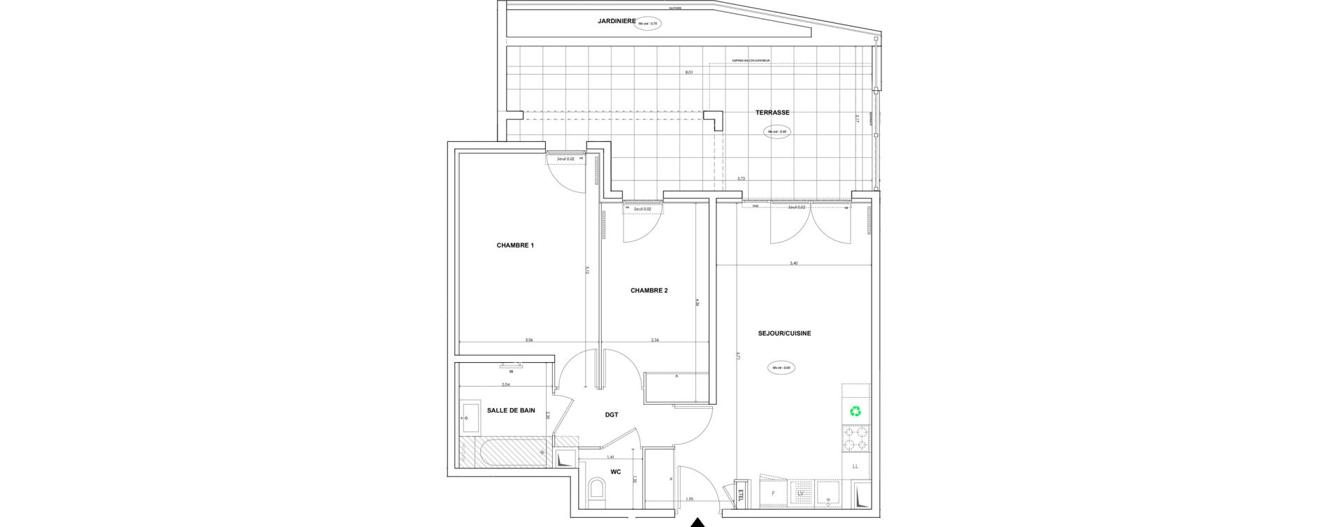 Appartement T3 de 59,03 m2 &agrave; Cogolin Centre