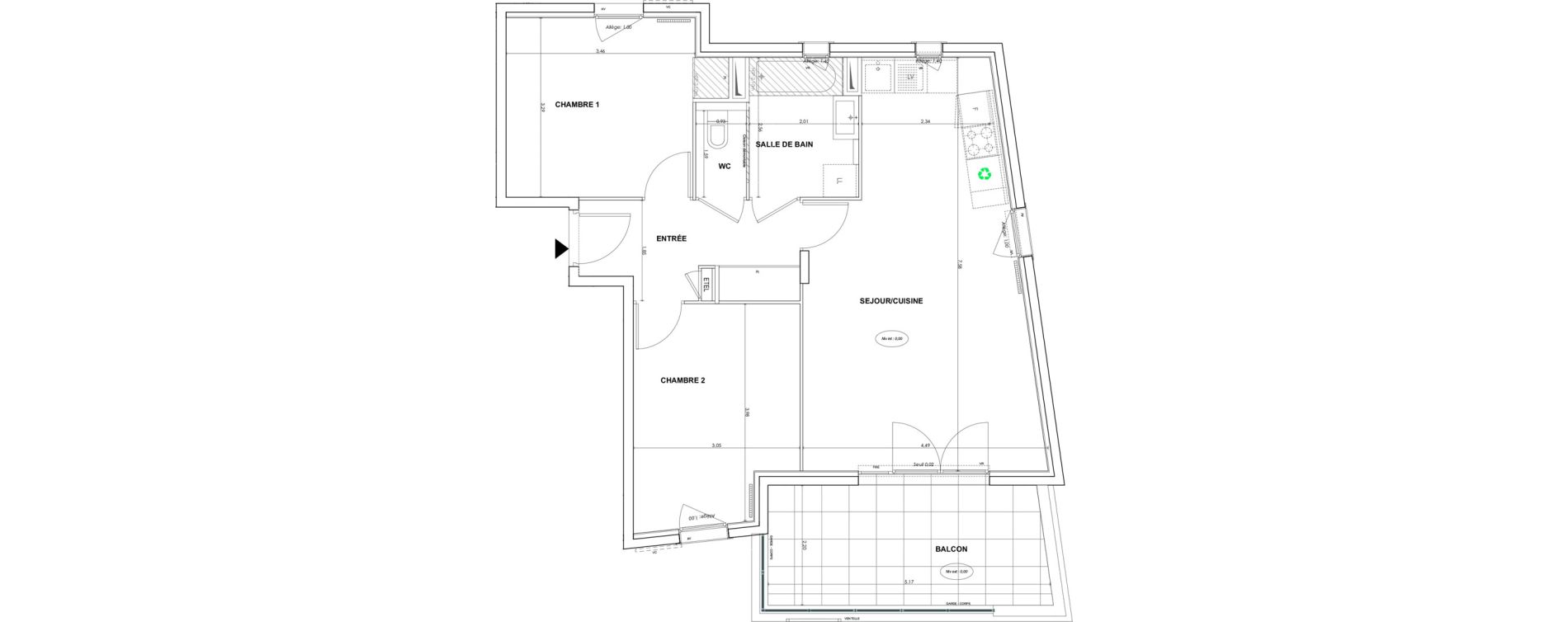 Appartement T3 de 63,68 m2 &agrave; Cogolin Centre
