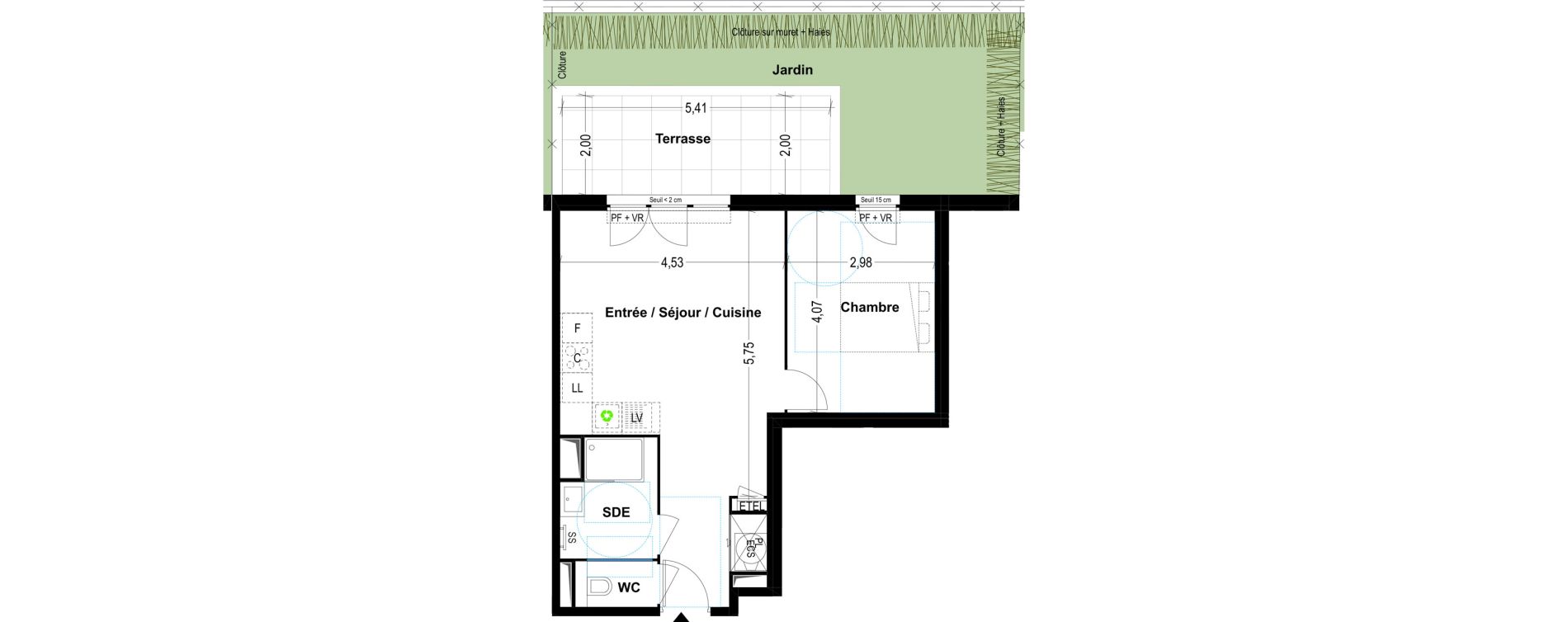 Appartement T2 de 45,00 m2 &agrave; Cogolin Centre