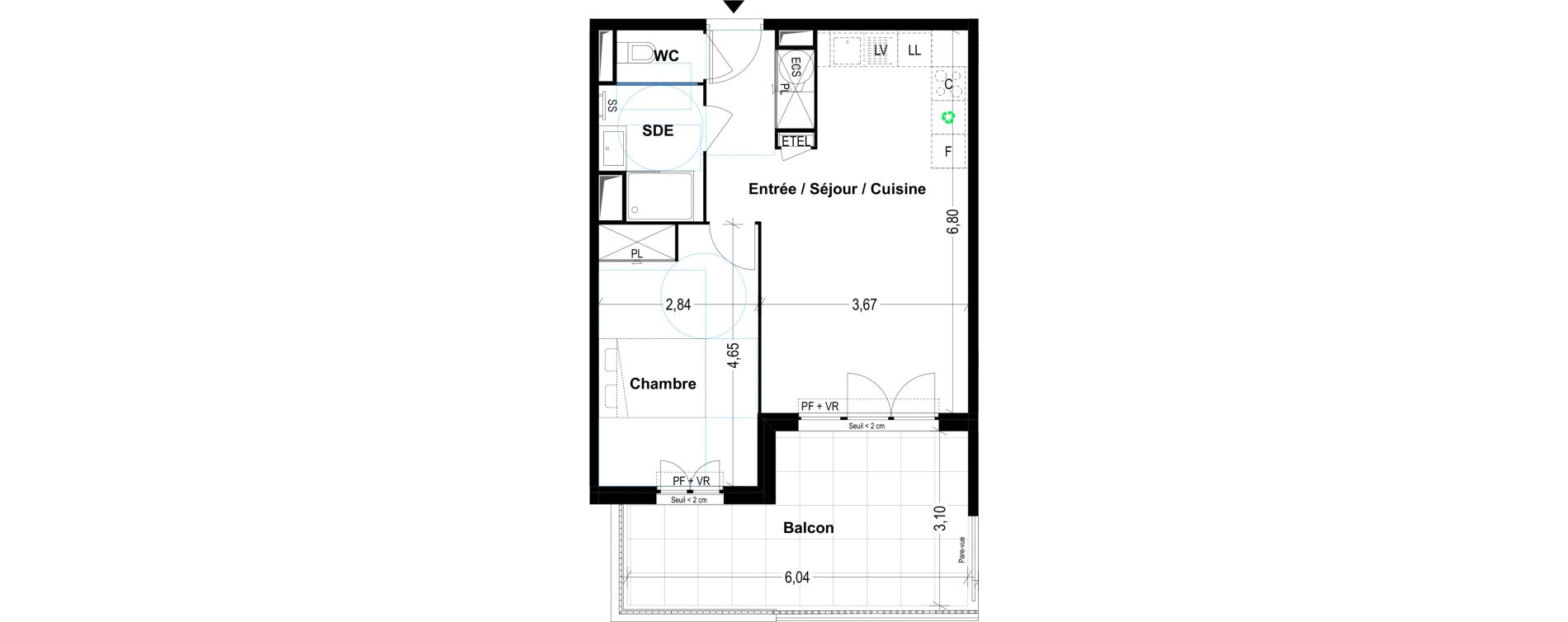 Appartement T2 de 46,34 m2 &agrave; Cogolin Centre